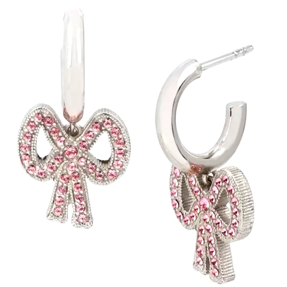 Coach Pave Bow Huggie Earrings - Picture 2 of 5
